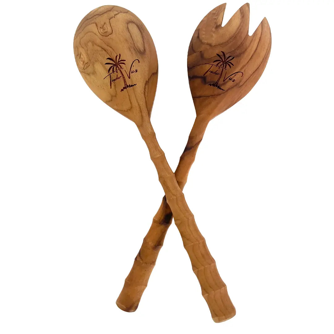 TEAK WOOD SALAD SERVERS Trader Vic's