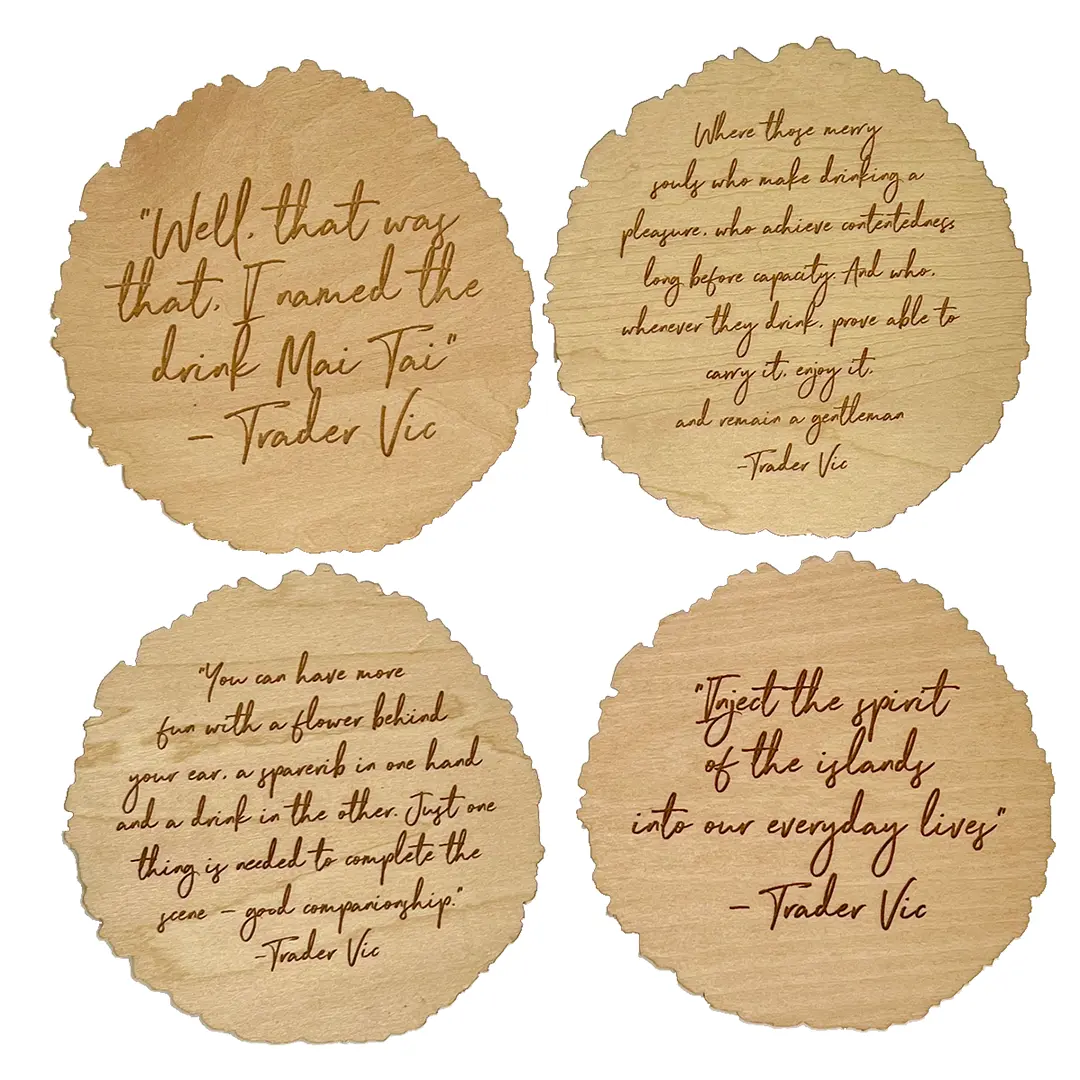 WOODEN COASTER SET (VIC'S QUOTES) Trader Vic's