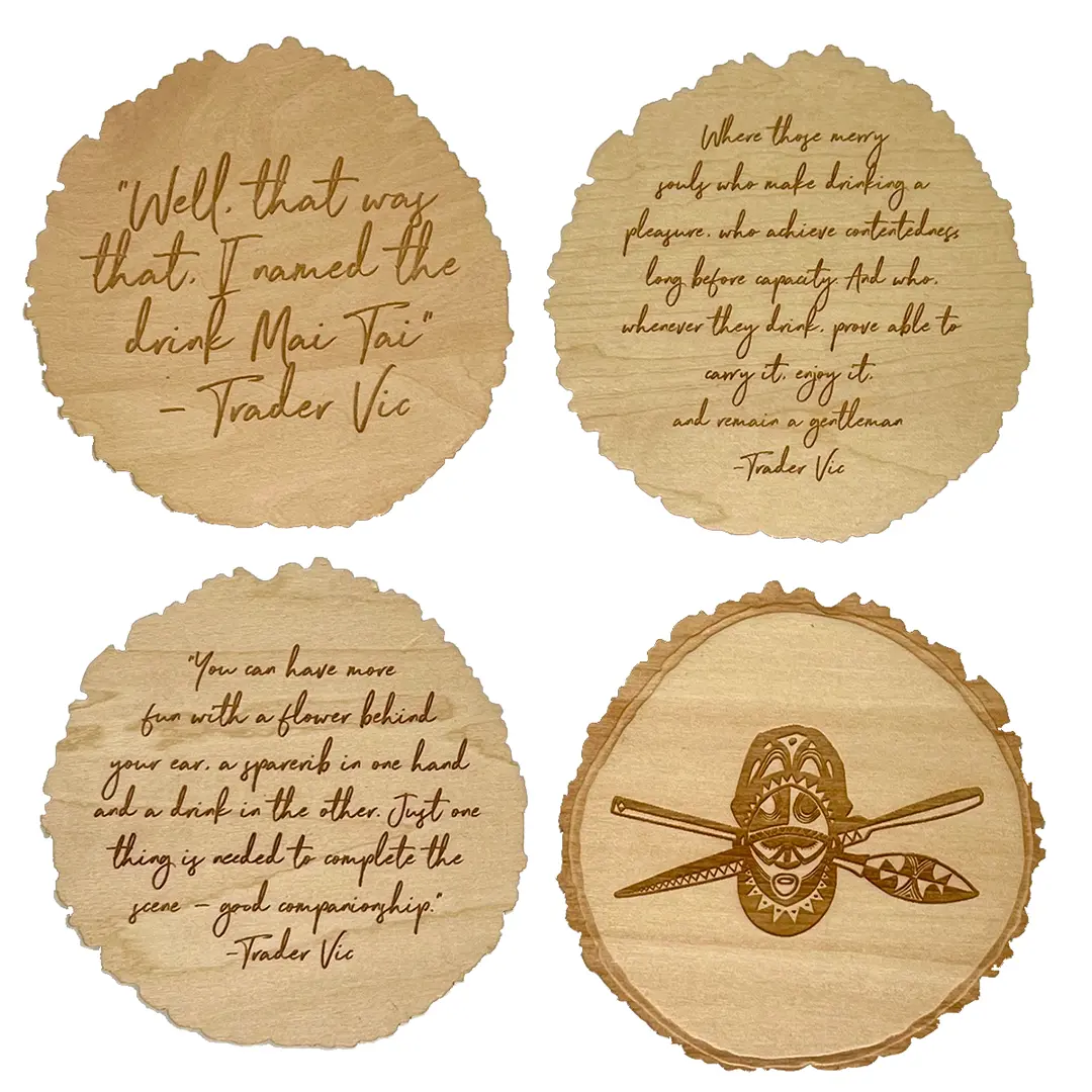 WOODEN COASTER SET (VIC'S QUOTES) Trader Vic's