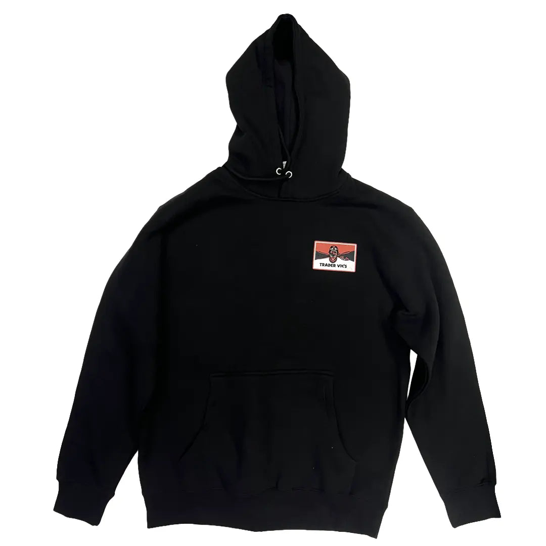 BLACK HOODIE WITH TRADER VIC'S DESIGN