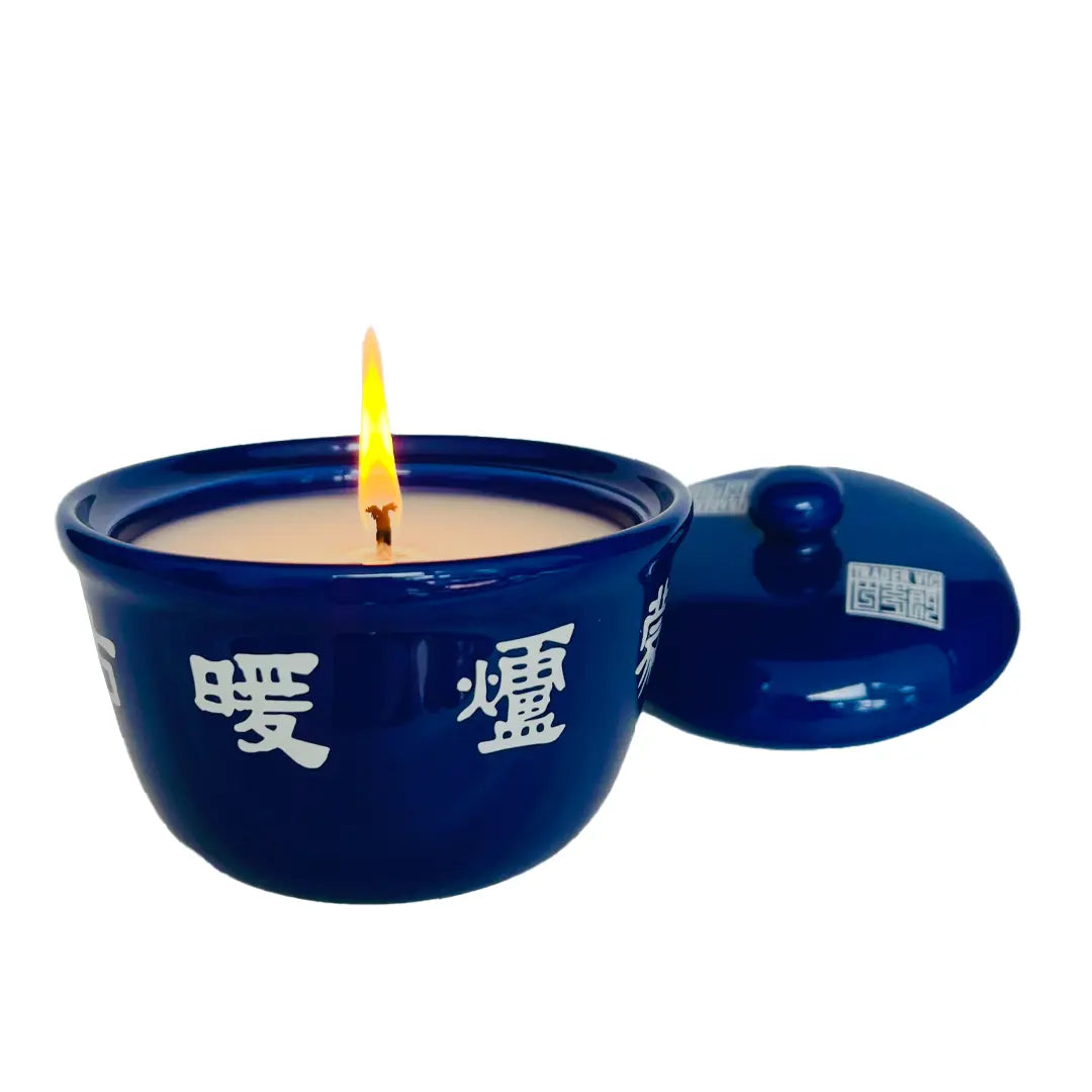 BLUE HOT POT WITH CANDLE INSIDE