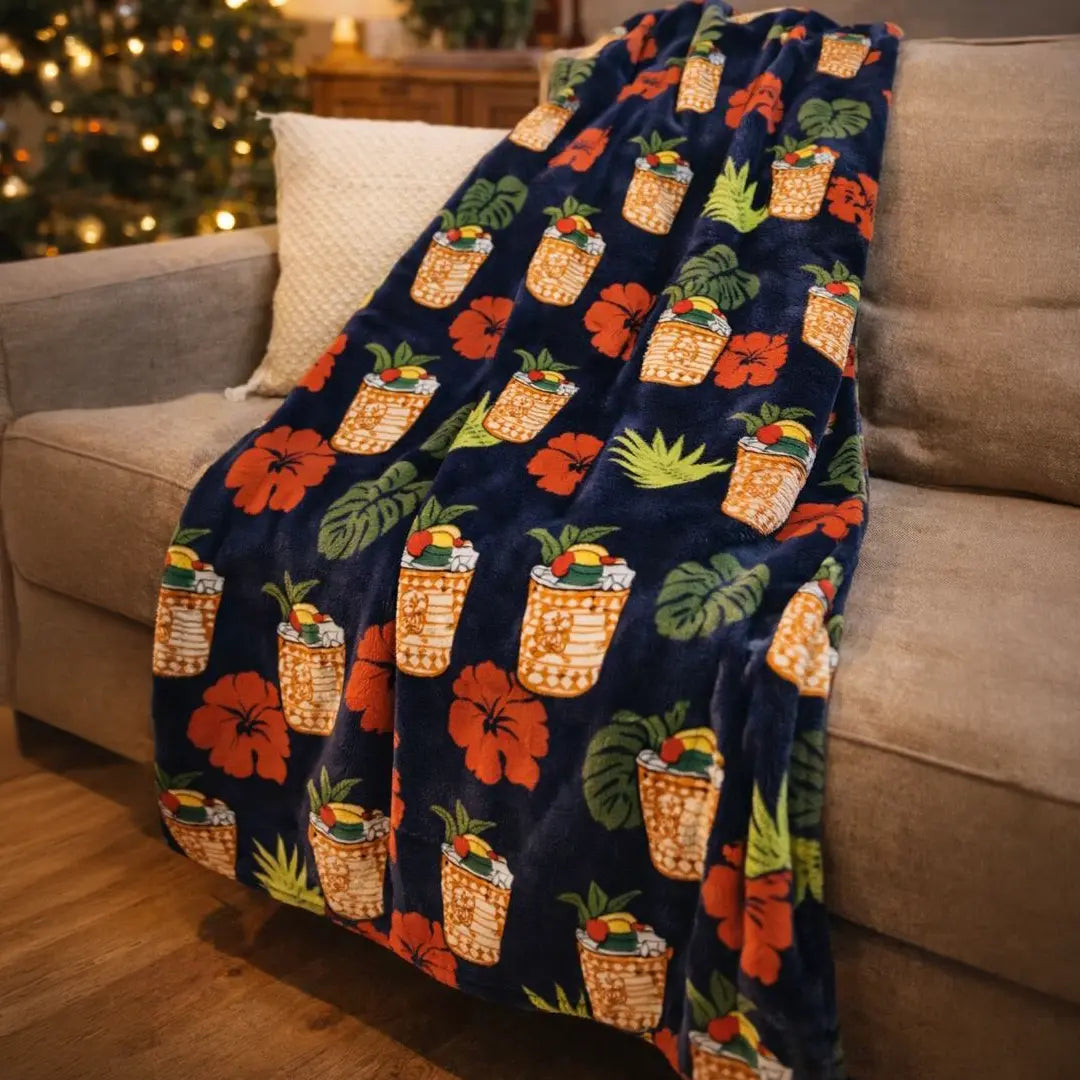 Mai tai blanket draped over a couch