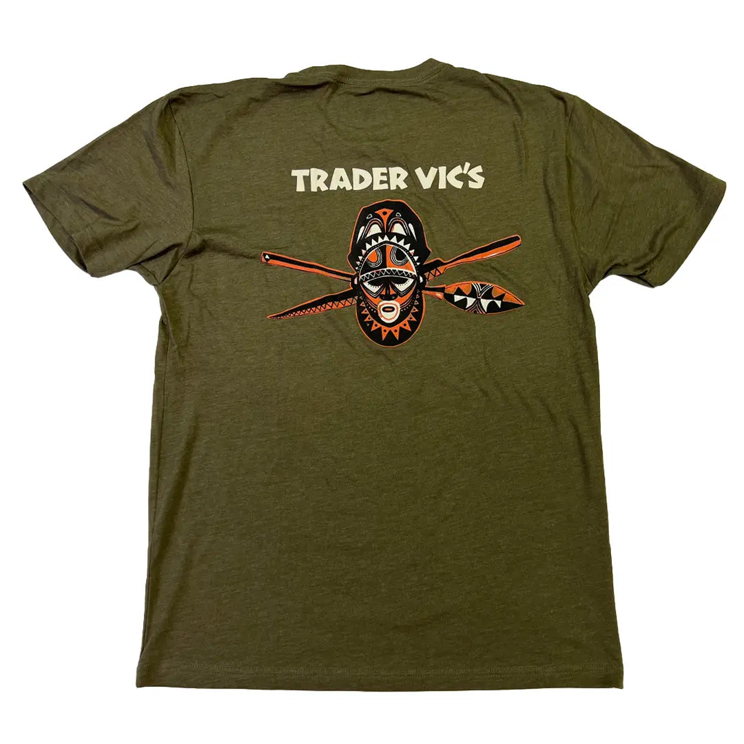 Olive shirt with shield and oars design