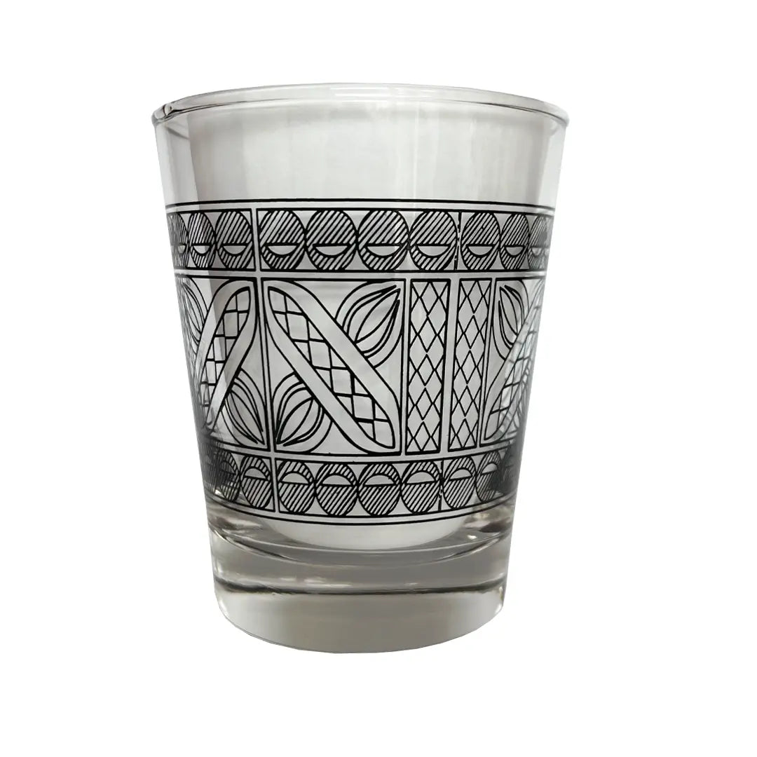 Mai tai glass with black pattern