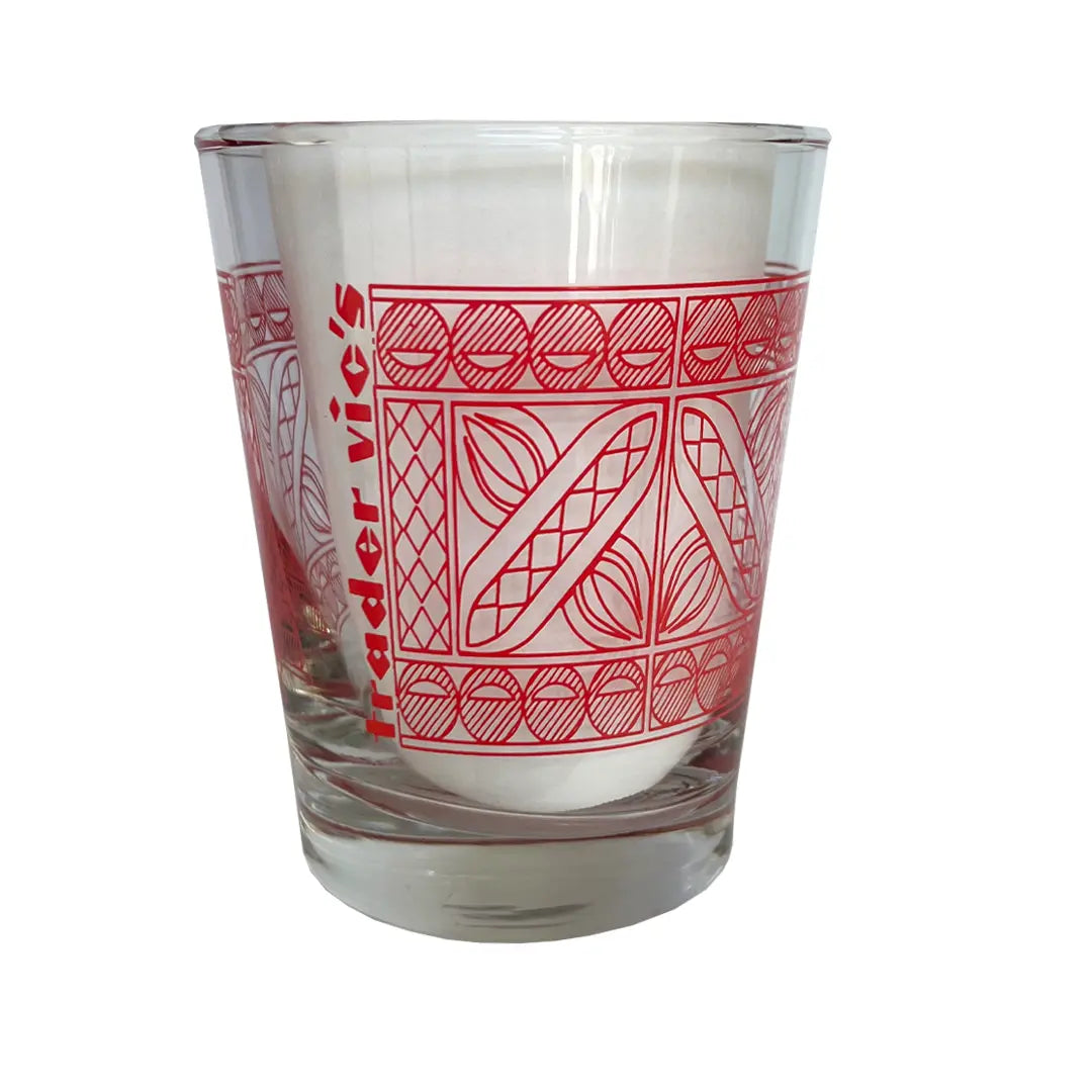 Mai tai glass with red pattern