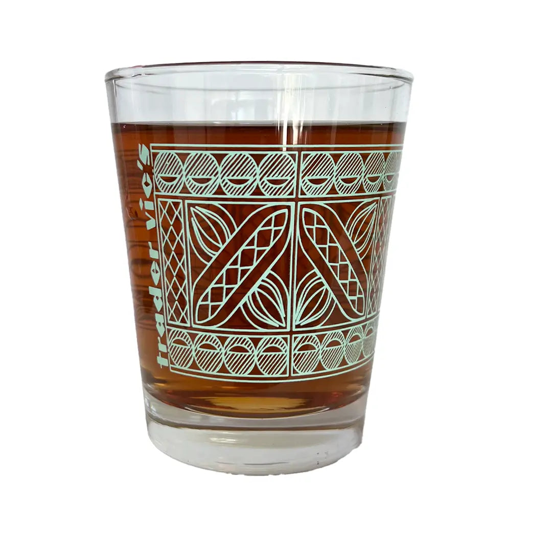 Mai tai glass with green pattern
