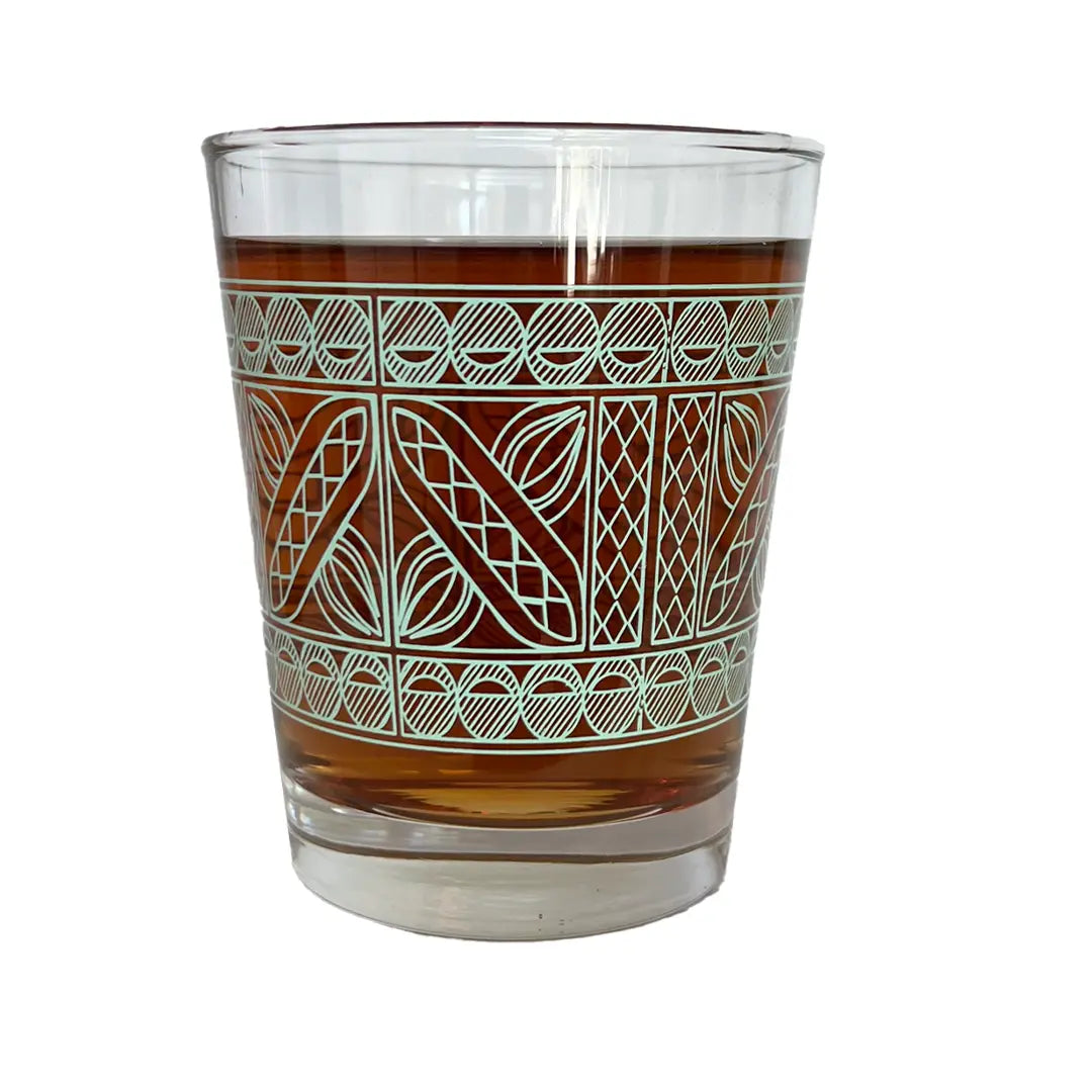 Mai tai glass with green pattern