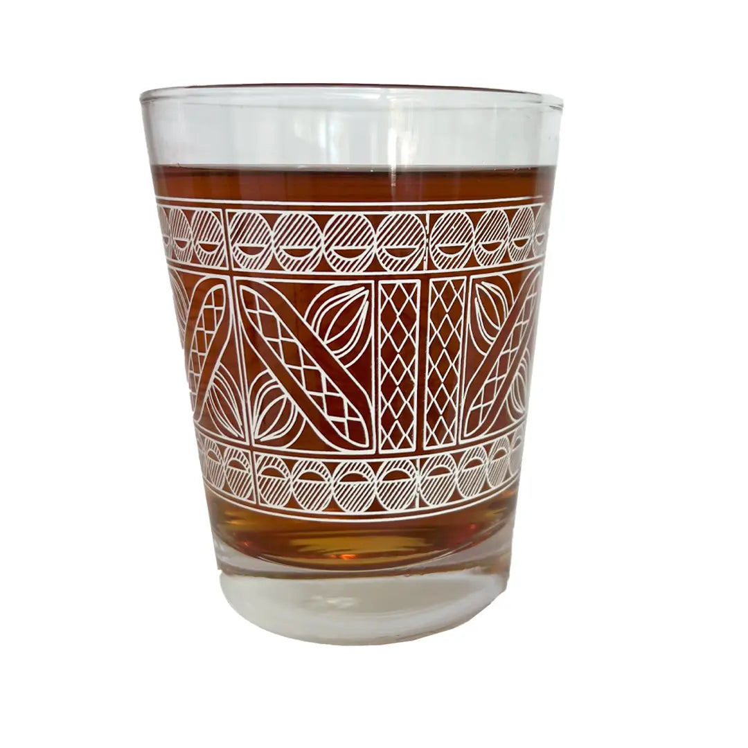 Mai tai glass with white pattern