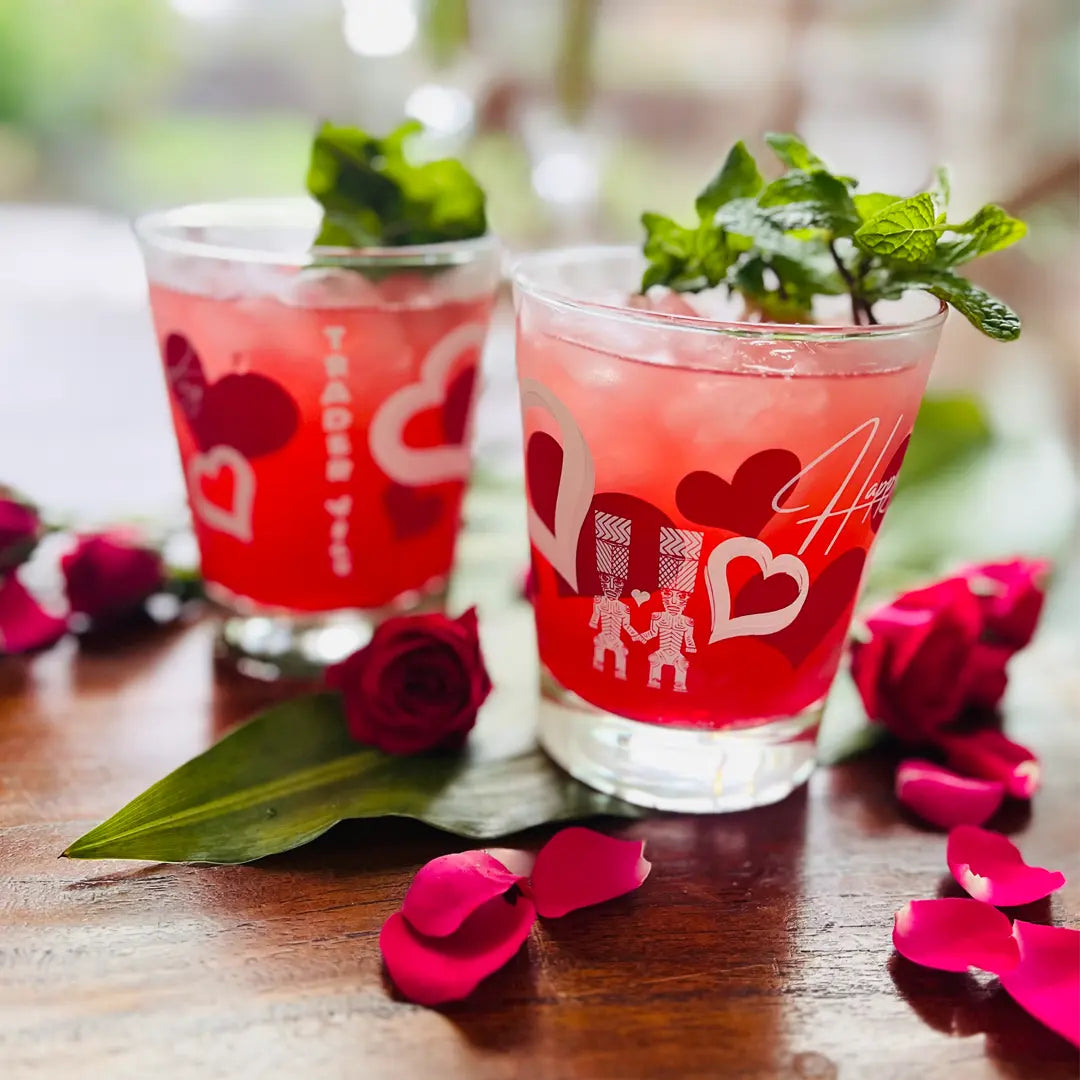 Lifestyle picture of Valentine's day glass.