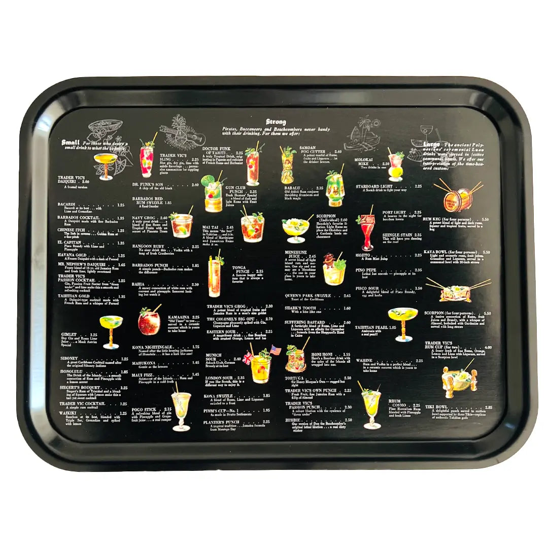 Rectangular tray with vintage menu design