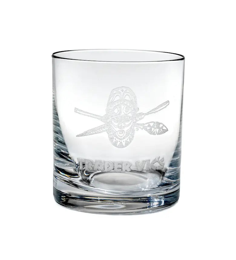 SHIELD AND OARS ETCHED ROCKS GLASS - Trader Vic's