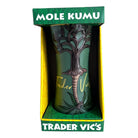 Green tumbler with tree design in a 'Trader Vic's' branded box, featuring 'Mole Kumu' text.