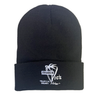 Black beanie with Trader Vic's logo on a white background