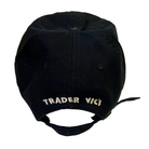 Black cap with 'TRADER VIC' embroidered on the back against a white background