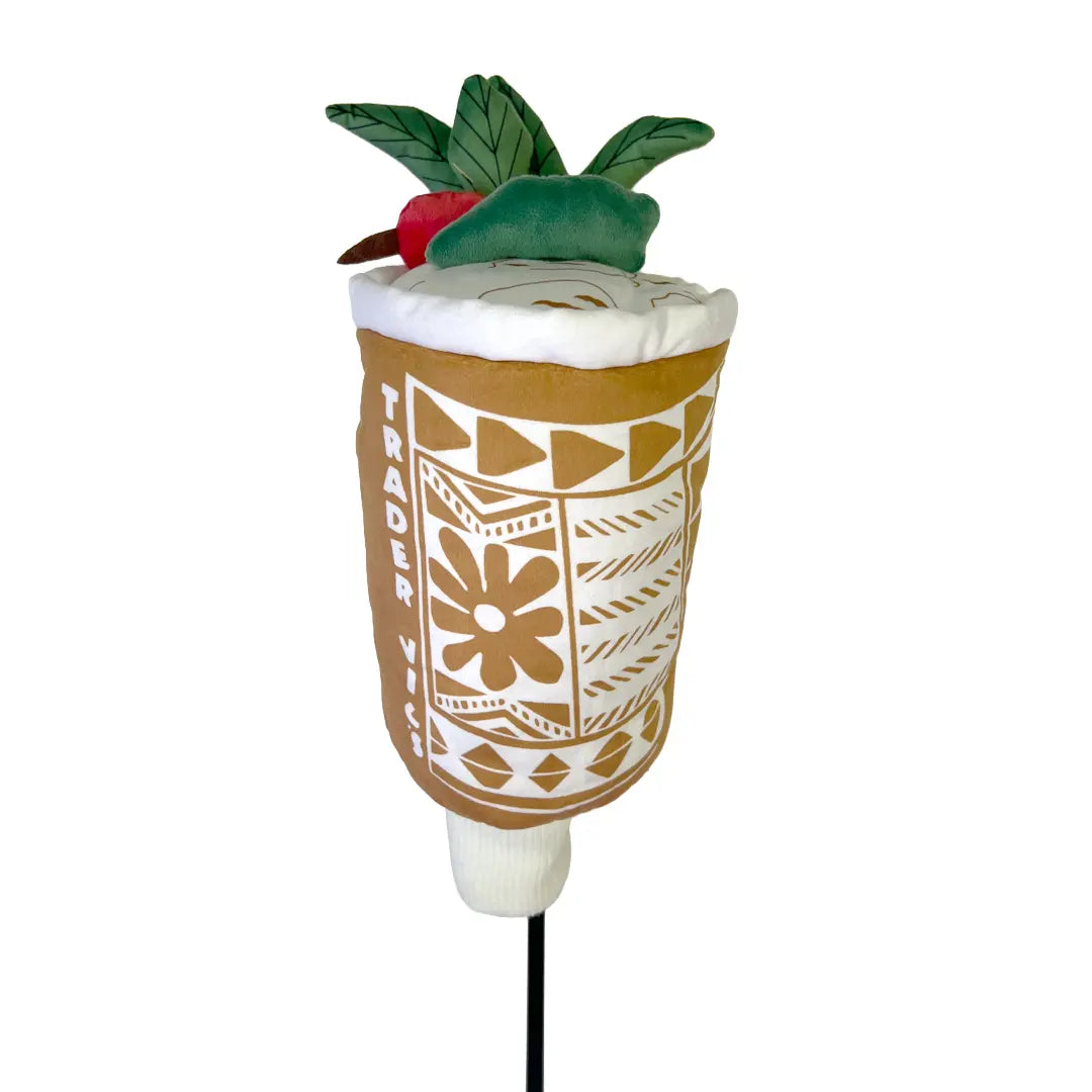 Mai tai shaped golf head cover.