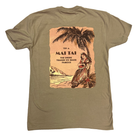Green t-shirt with a vintage Mai Tai advertisement on a white background