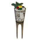 Golf divot tool with a cocktail design and 'Trader Vic's' branding on a white background