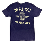 Navy blue t-shirt with yellow 'Mai Tai' and 'Trader Vic's' graphic on a white background