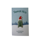 Pin with a design of a Santa-like figure on a card with 'Trader Vic's' branding.